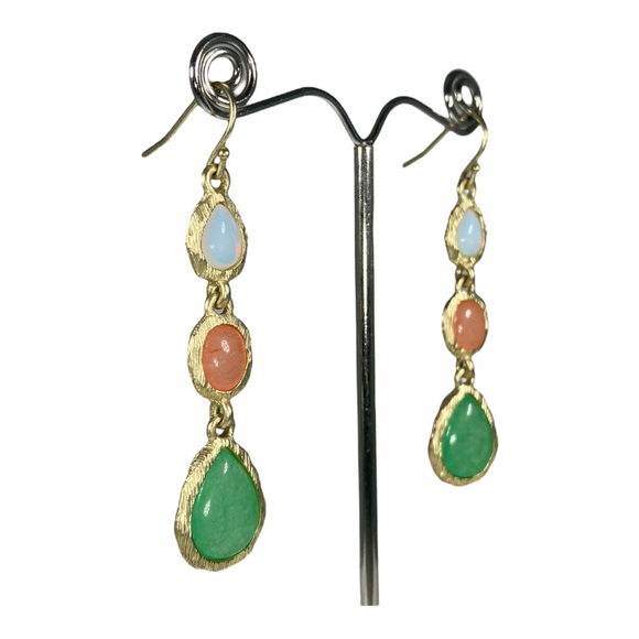 Gold Brushed Dangle Earrings - Picture 6 of 6